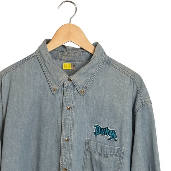 Port and Company Vintage Denim Button Up Dandy Work Shirt Size XL 100% Cotton. - Picture 2 of 2